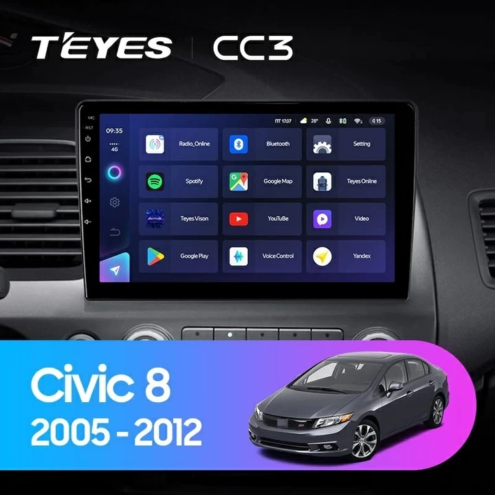 Navigatie Auto Teyes CC3 360° Honda Civic 8 2005-2012 6+128GB 10.2" QLED Octa-core 1.8Ghz, Android 4G Bluetooth 5.1 DSP [1]