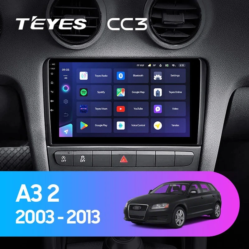 Navigatie Auto Teyes CC4 Audi A3 8P 2004-2013 6+128GB 9.5" QLED Octa-core 2.7Ghz, Android 4G Bluetooth 5.1 DSP [1]