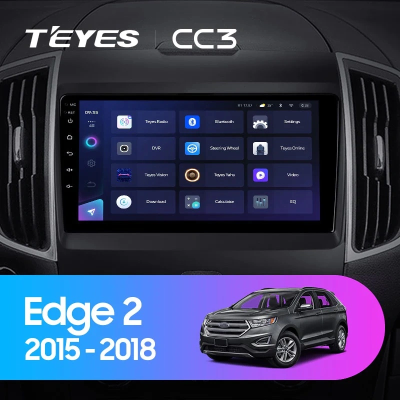 NAVIGATII FORD - Navigatie Auto Teyes CC4 Ford Edge 2 2015-2018 6+64GB 9.5" QLED Octa-core 2.7Ghz, Android 4G Bluetooth 5.1 DSP