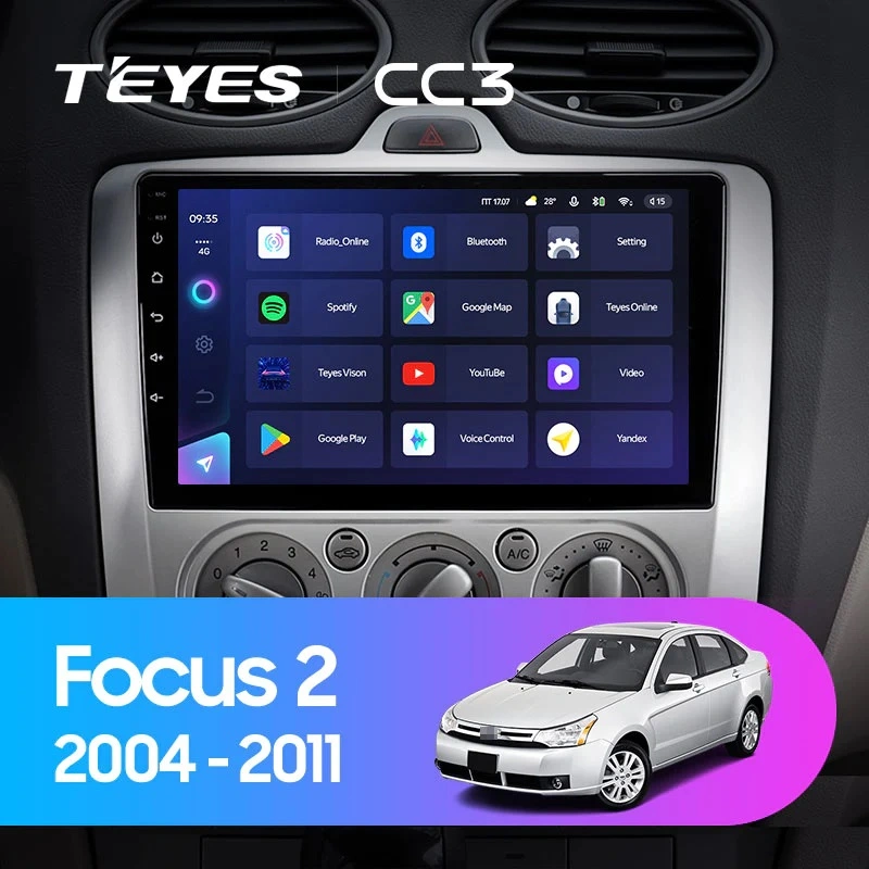 NAVIGATII FORD - Navigatie Auto Teyes CC4 Ford Focus 2 2005-2010 6+64GB 9.5" QLED Octa-core 2.7Ghz, Android 4G Bluetooth 5.1 DSP