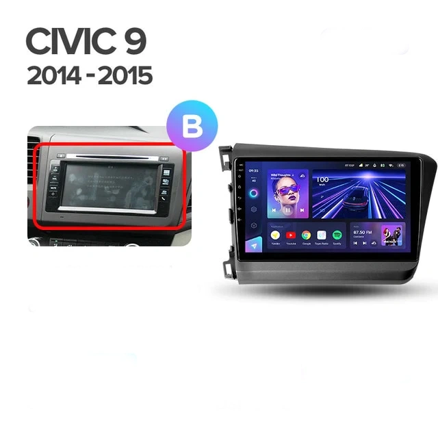 Navigatie Auto Teyes CC4 Honda Civic 9 2011-2017 6+64GB 9.5" QLED Octa-core 2.7Ghz, Android 4G Bluetooth 5.1 DSP [2]