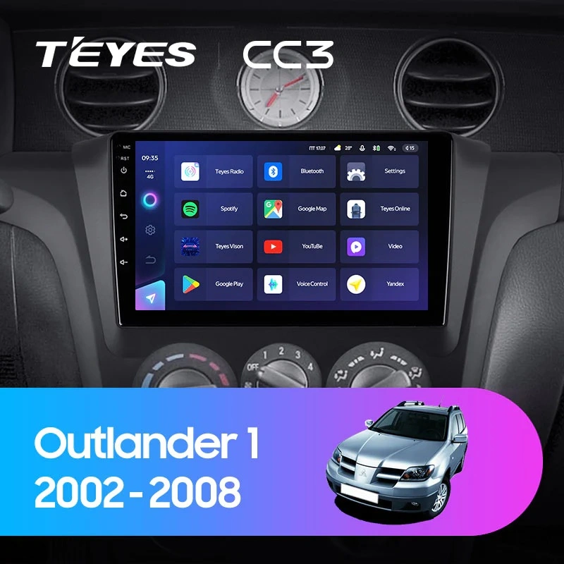 NAVIGATII MITSUBISHI - Navigatie Auto Teyes CC4 Mitsubishi Outlander 1 2003-2006 6+128GB 9.5" QLED Octa-core 2.7Ghz, Android 4G Bluetooth 5.1 DSP