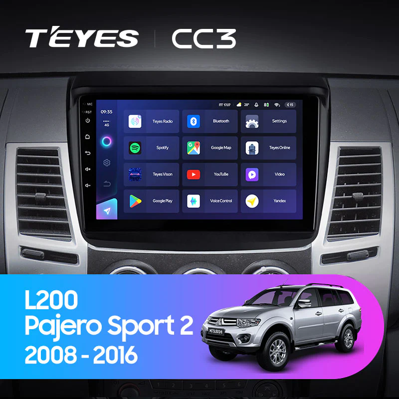 Navigatie Auto Teyes CC4 Mitsubishi Pajero Sport 2 2008-2016 6+128GB 9.5" QLED Octa-core 2.7Ghz, Android 4G Bluetooth 5.1 DSP [1]
