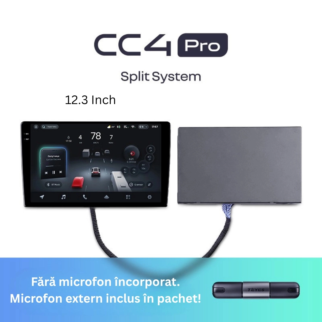 Navigatii Universale - Navigatie Auto Teyes CC4 Pro, Split System 0-DIN, 8GB RAM, 128GB, 12.3inch, QLED, CarPlay Wireless, Android Auto, 4G SIM, Bluetooth, Camera Marsarier Compatibila