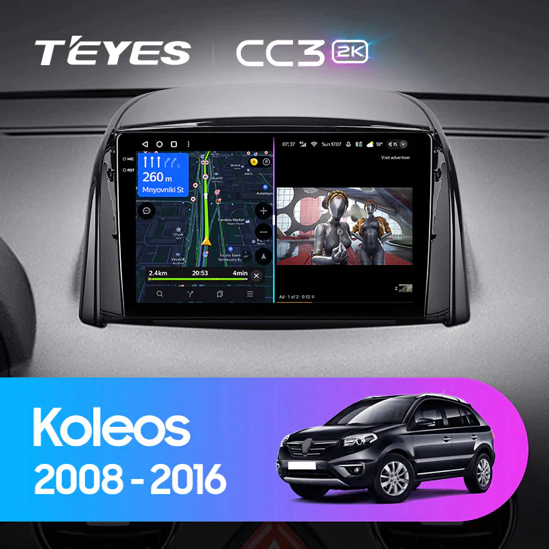 NAVIGATII RENAULT - Navigatie Auto Teyes CC4 Renault Koleos 2008 - 2016 6+64GB 9.5" QLED Octa-core 2.7Ghz, Android 4G Bluetooth 5.1 DSP