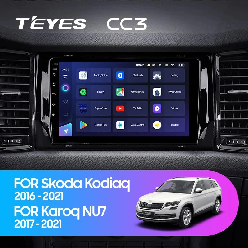 NAVIGATII SKODA - Navigatie Auto Teyes CC4 Skoda Kodiaq 2017-2021 6+128GB 9.5" QLED Octa-core 2.7Ghz, Android 4G Bluetooth 5.1 DSP