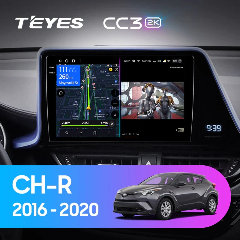 NAVIGATII TOYOTA - Navigatie Auto Teyes CC4 Toyota C-HR 2016-2023 6+64GB 9.5" QLED Octa-core 2.7Ghz, Android 4G Bluetooth 5.1 DSP