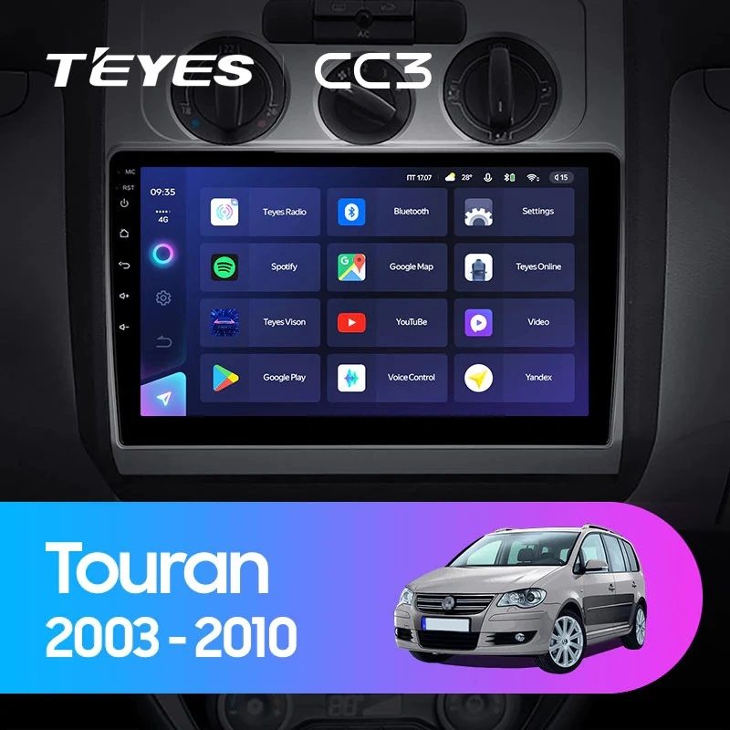 NAVIGATII VOLKSWAGEN - Navigatie Auto Teyes CC4 Volkswagen Touran 1 2003-2010 8+128GB 10.36" QLED Octa-core 2.7Ghz, Android 4G Bluetooth 5.1 DSP