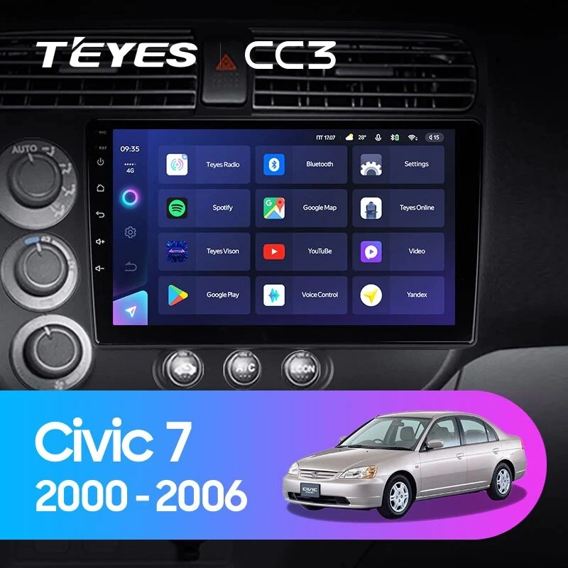 Navigatie Auto Teyes CC4L Honda Civic 7 2001-2005 6+64GB 9" QLED Qualcomm 2Ghz, Android 4G Bluetooth 5.1 DSP [1]