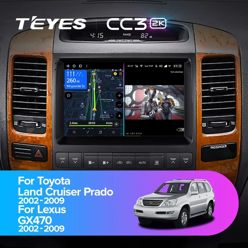 Navigatie Auto Teyes CC4L Lexus GX 470 2003-2009 6+64GB 9" QLED Qualcomm 2Ghz, Android 4G Bluetooth 5.1 DSP [2]