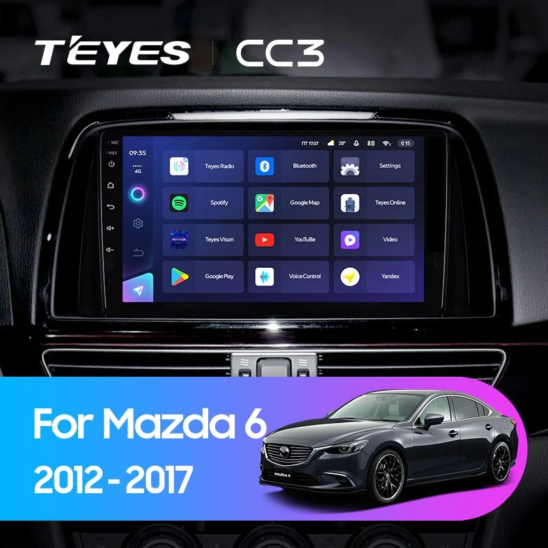 NAVIGATII MAZDA - Navigatie Auto Teyes CC4L Mazda 6 2012-2017 6+64GB 9" QLED Qualcomm 2Ghz, Android 4G Bluetooth 5.1 DSP