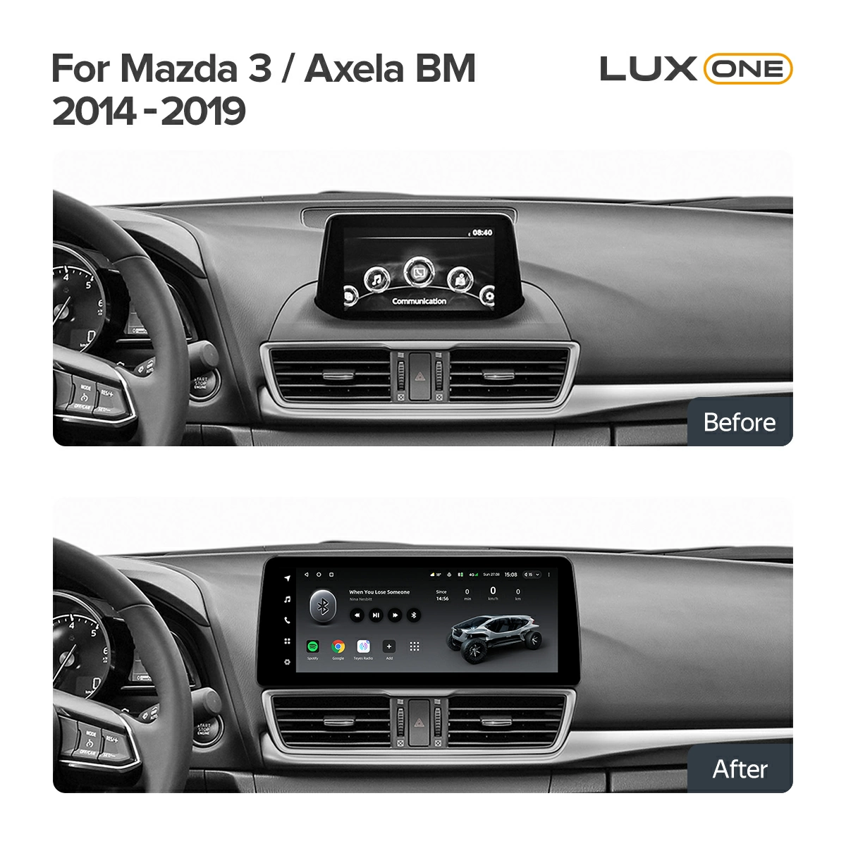 Navigatie Auto Teyes Lux One Mazda 3 III 2014-2018 4+32GB 12.3" IPS Octa-core 2Ghz, Android 4G Bluetooth 5.1 DSP [2]