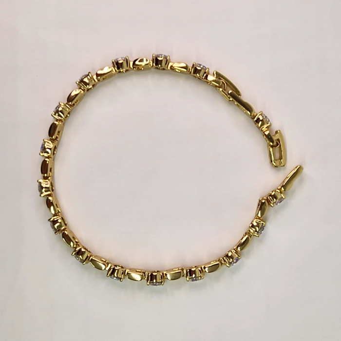 Bratara dama placata cu aur de 14k cu 16 cristale zirconiu mari albe [3]