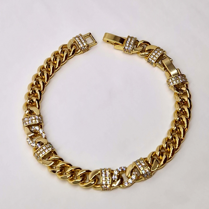 Bratara placata cu aur de 14k incrustata cu cristale din zirconiu albe [4]
