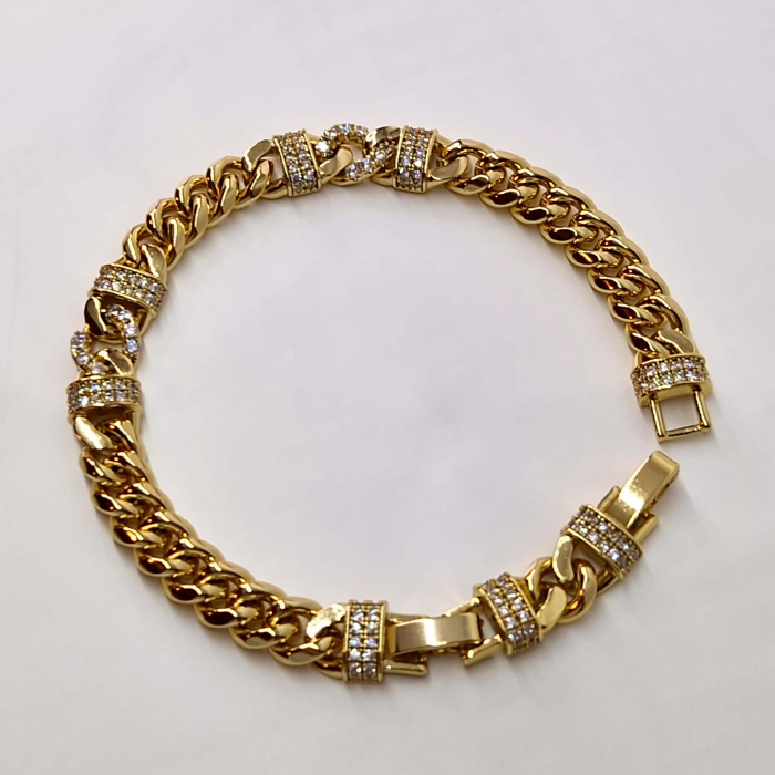 Bratara placata cu aur de 14k incrustata cu cristale din zirconiu albe [3]
