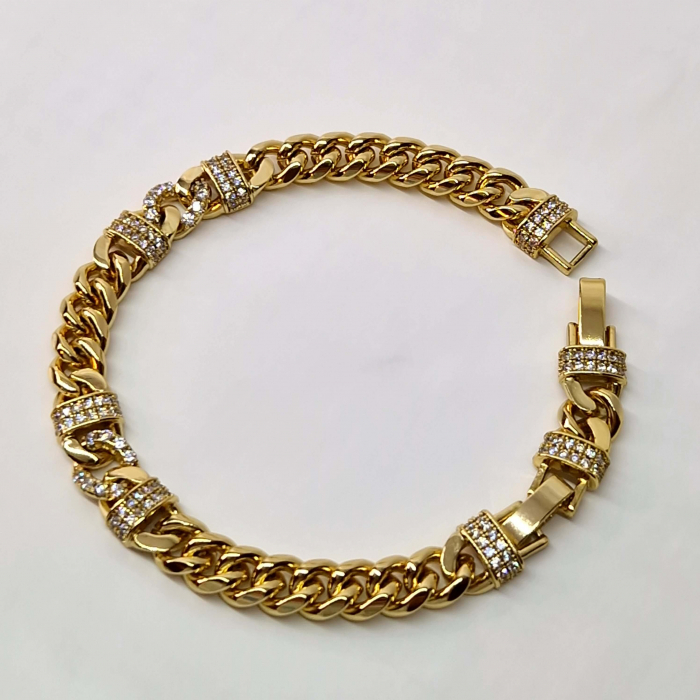 Bratara placata cu aur de 14k incrustata cu cristale din zirconiu albe [2]