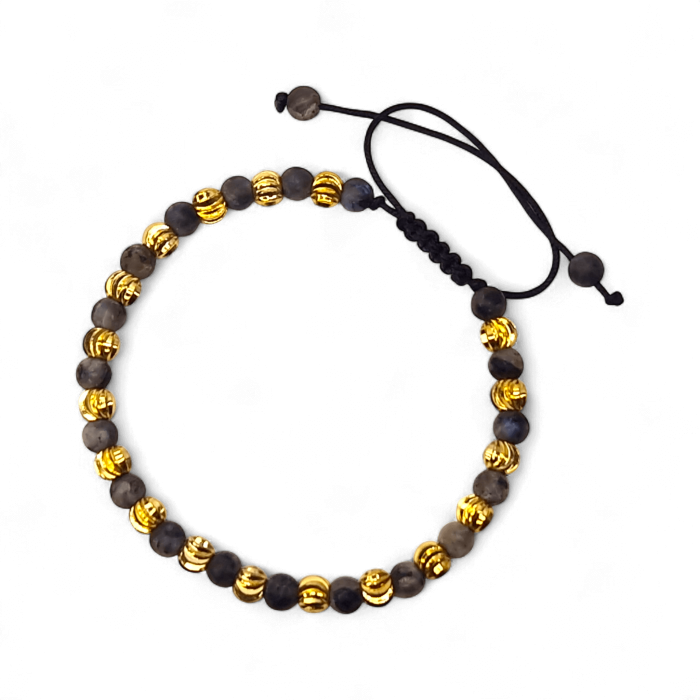 Brățară Darren cu jasp natural gri și elemente aurii placate cu aur 18K [5]