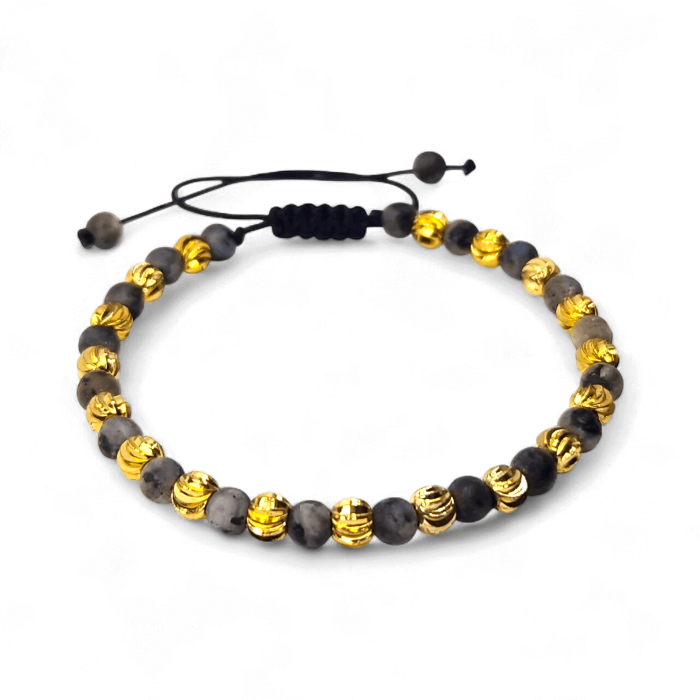 Brățară Darren cu jasp natural gri și elemente aurii placate cu aur 18K [7]