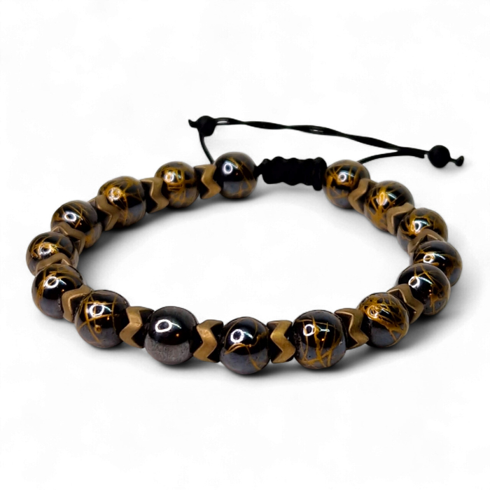 Brățară Harmony cu Ochi de Tigru și elemente aurii [6]