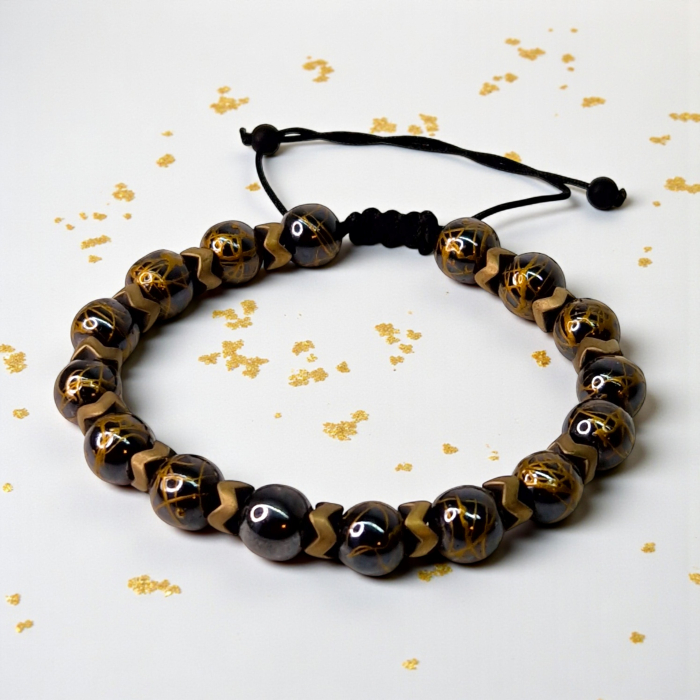 Brățară Harmony cu Ochi de Tigru și elemente aurii [4]