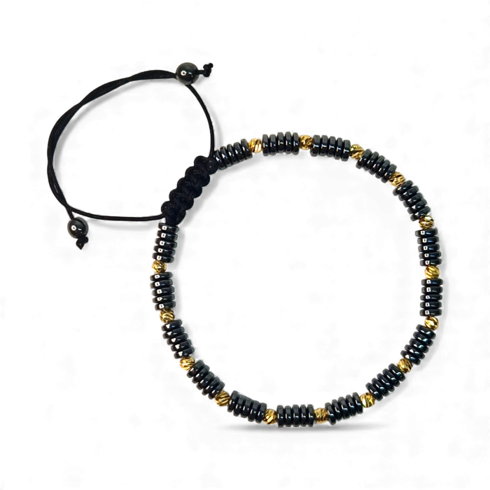 Bratara cu pietre semipretioase naturale Kerry si bilute placate cu aur [7]