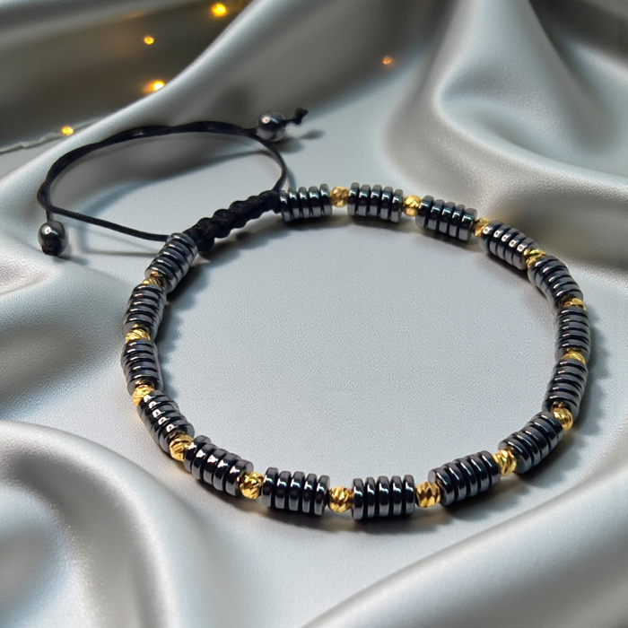 Bratara cu pietre semipretioase naturale Kerry si bilute placate cu aur [2]