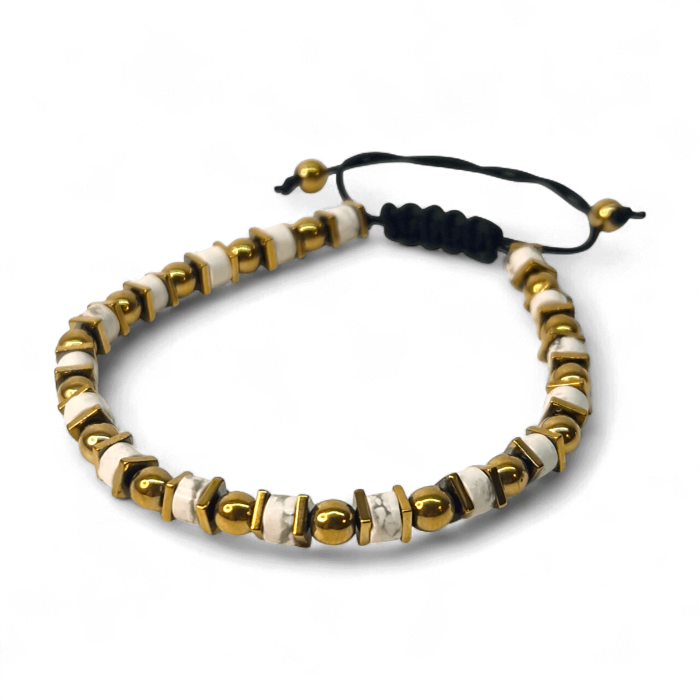 Brățară Lidia cu Howlit alb și accesorii aurii placate cu aur [5]