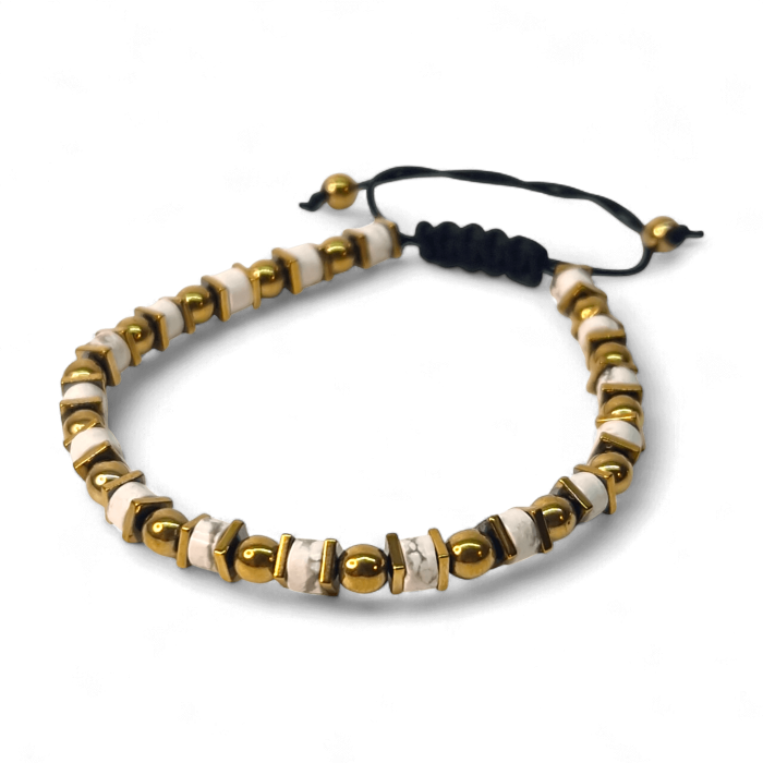 Brățară Lidia cu Howlit alb și accesorii aurii placate cu aur [1]