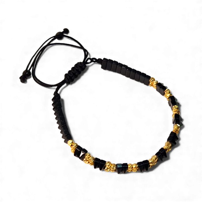 Bratara cu pietre semipretioase naturale Orion si bilute placate cu aur de 18k [3]