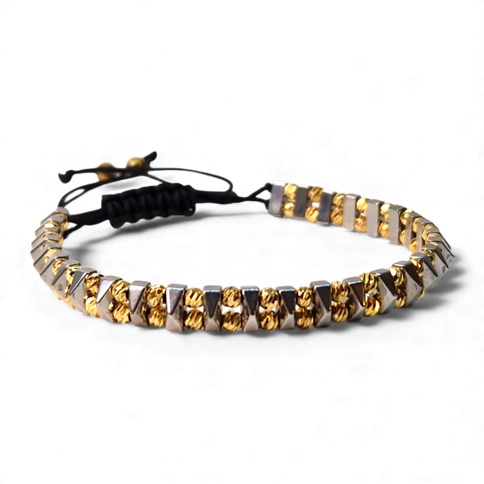 Bratara cu pietre semipretioase naturale Quinn si bilute placate cu aur de 18k [1]