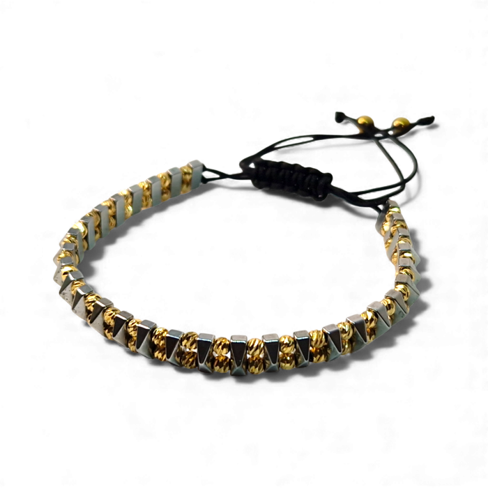 Bratara cu pietre semipretioase naturale Quinn si bilute placate cu aur de 18k [3]