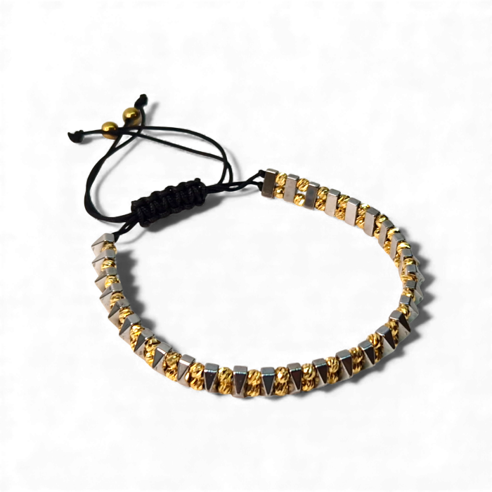 Bratara cu pietre semipretioase naturale Quinn si bilute placate cu aur de 18k [5]