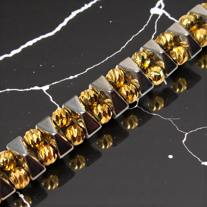 Bratara cu pietre semipretioase naturale Quinn si bilute placate cu aur de 18k [6]