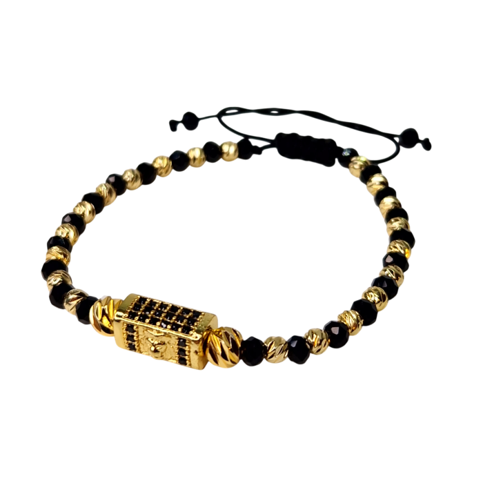 Brățară Cameron cu pietre de hematit și detaliu din oțel inoxidabil placat cu aur [3]