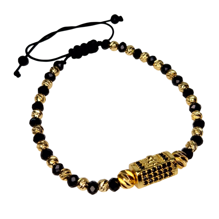 Brățară Cameron cu pietre de hematit și detaliu din oțel inoxidabil placat cu aur [5]