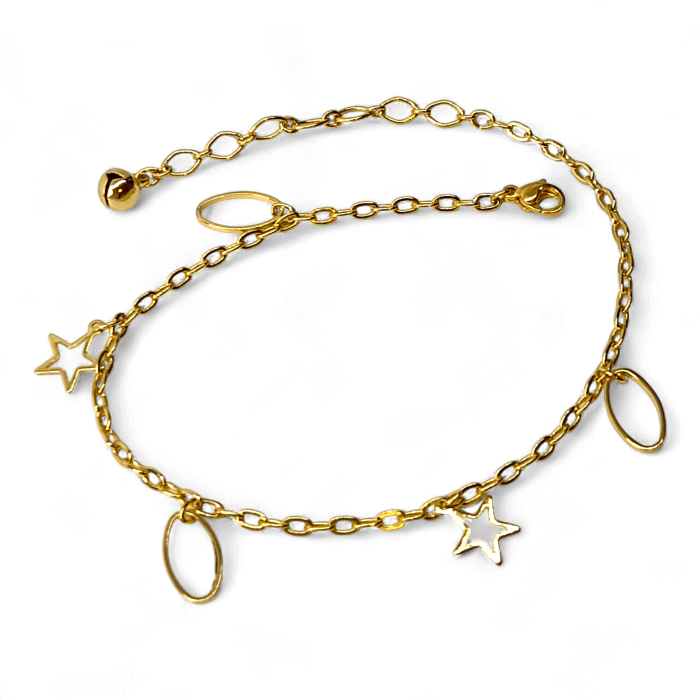 Brățară de picior Aria placată cu aur cu stele aurii și elemente ovale [5]