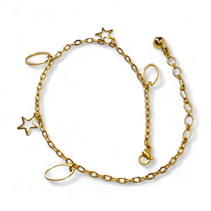 Brățară de picior Aria placată cu aur cu stele aurii și elemente ovale [7]