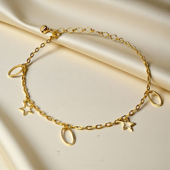Brățară de picior Aria placată cu aur cu stele aurii și elemente ovale [4]