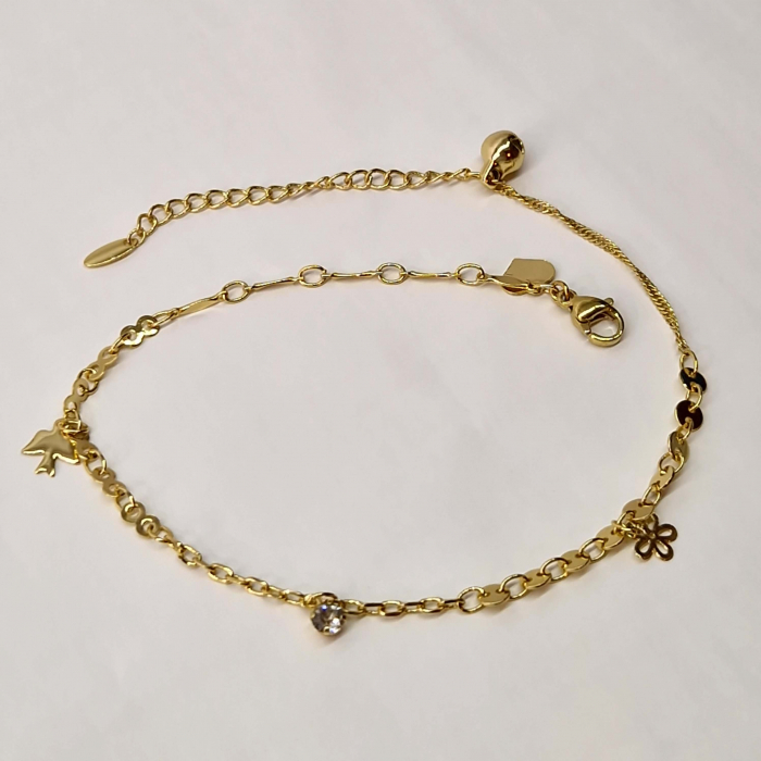 Bratara de picior placata cu aur galben de 14k impodobita cu patru panadante diferite [2]