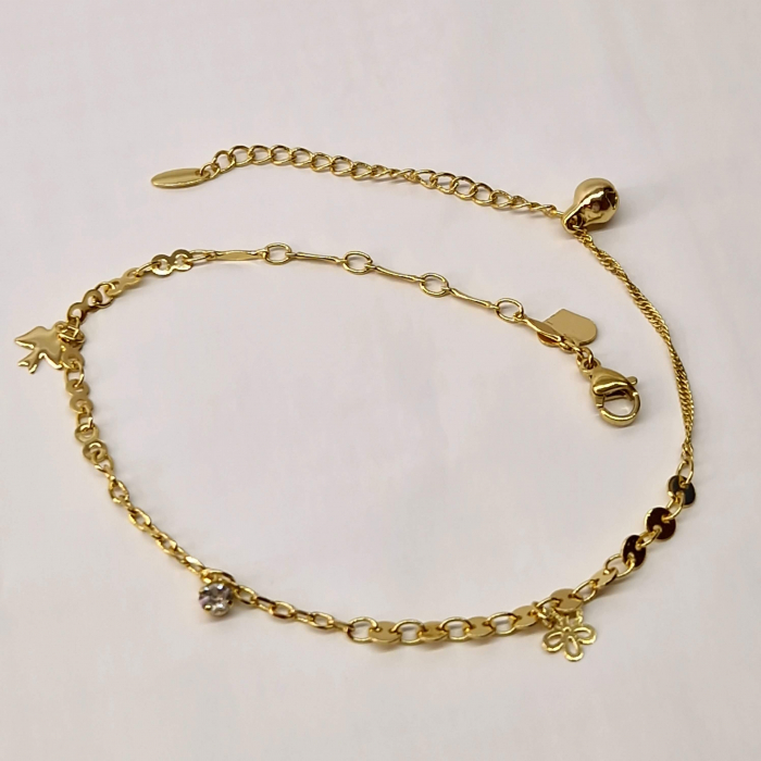 Bratara de picior placata cu aur galben de 14k impodobita cu patru panadante diferite [4]