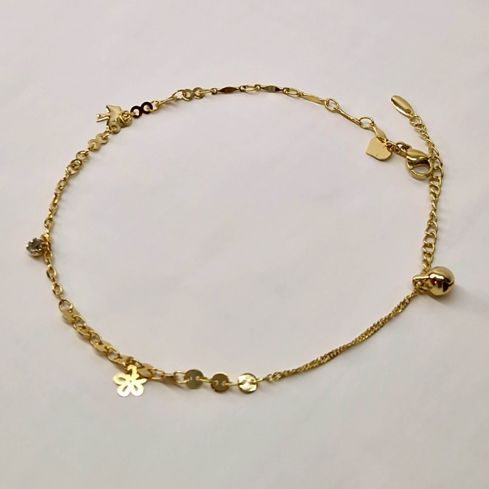 Bratara de picior placata cu aur galben de 14k impodobita cu patru panadante diferite [5]