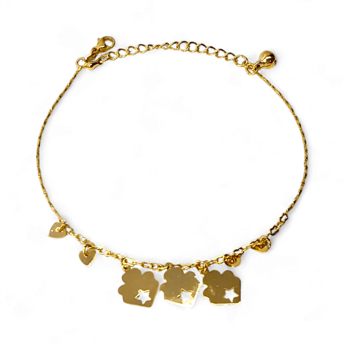 Brățară de picior placată cu aur Maren cu pandantive florale [1]