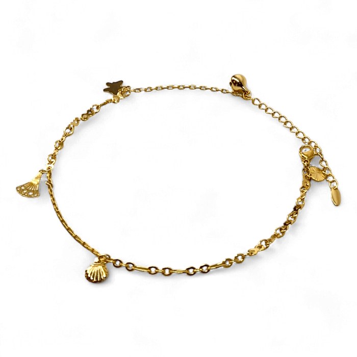 Brățară de picior Sara placată cu aur cu pandantive inspirate din natură [3]