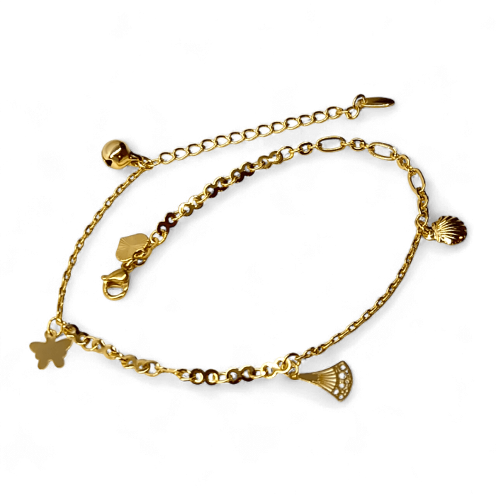 Brățară de picior Sara placată cu aur cu pandantive inspirate din natură [5]