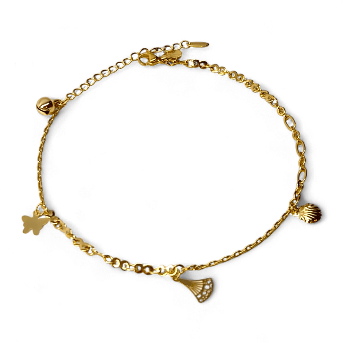 Brățară de picior Sara placată cu aur cu pandantive inspirate din natură [1]