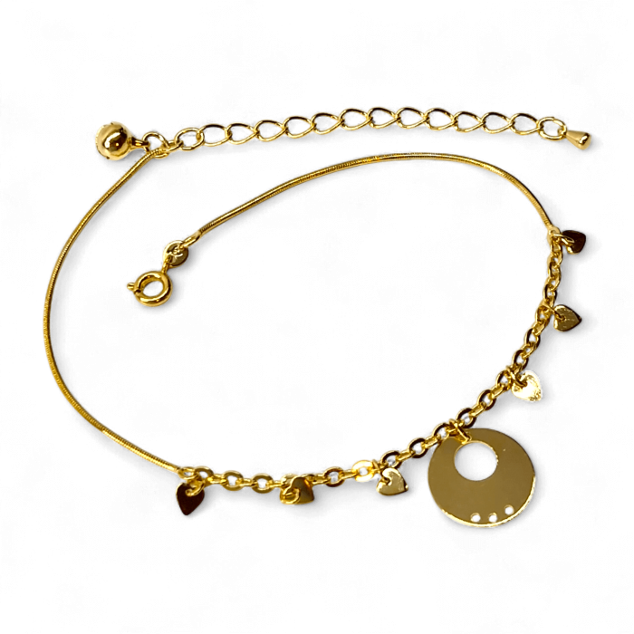 Brățară de picior Yara placata cu aur cu inimioare delicate [7]