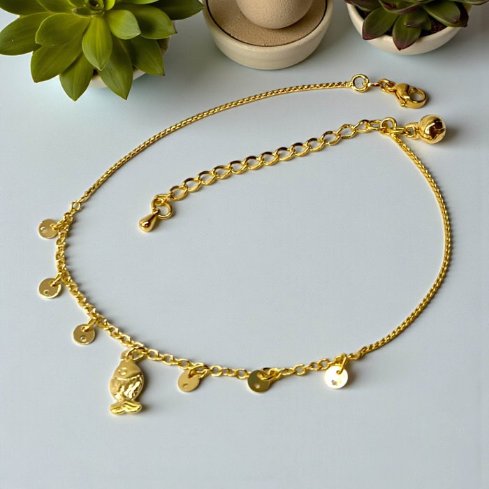 Brățară de picior Zara placată cu aur cu discuri aurii și pandantiv central [4]