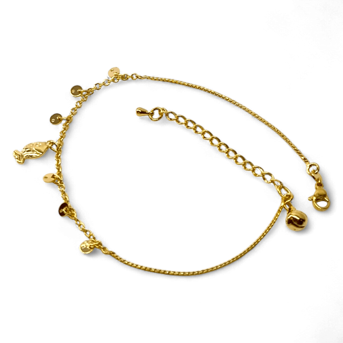 Brățară de picior Zara placată cu aur cu discuri aurii și pandantiv central [5]