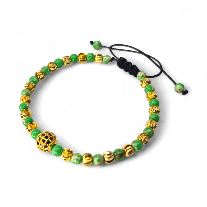 Brățară Larisa cu Jasp Verde și biluțe aurii placate cu aur [7]
