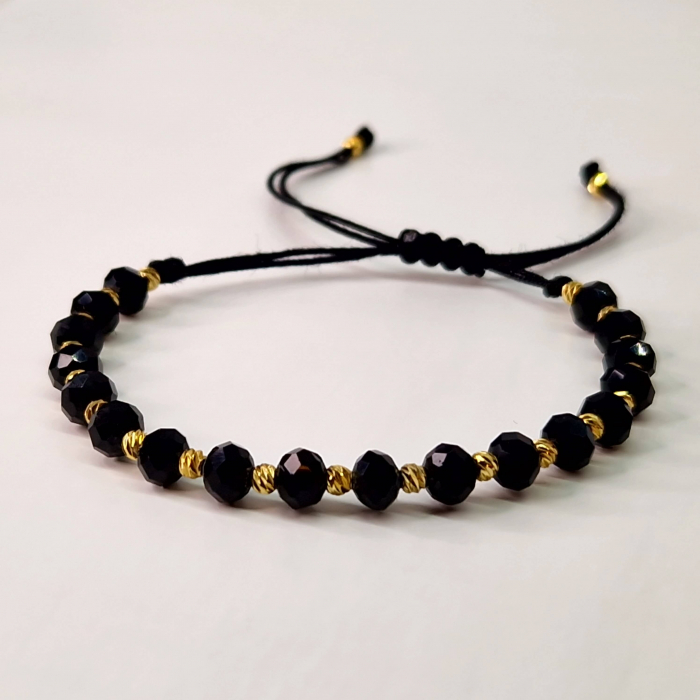 Bratara din onix negru cu bilute placate cu aur de 14k [1]